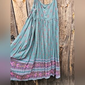 Womens Natural Life Gigi Midi Dress,Teal Floral,Size XL,NWOT